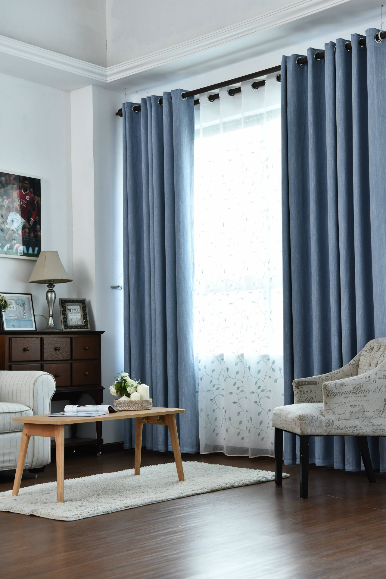 窗帘厂家直销 现代简约竹节棉遮光窗帘布料 客厅卧室酒店工程窗帘