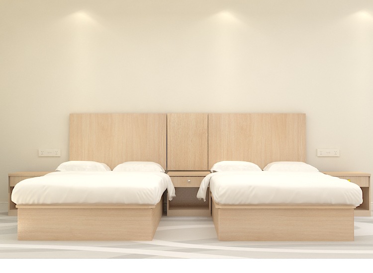 标间床 宾馆套房家具 快捷酒店成套家具定制 宾馆床架 酒店床箱