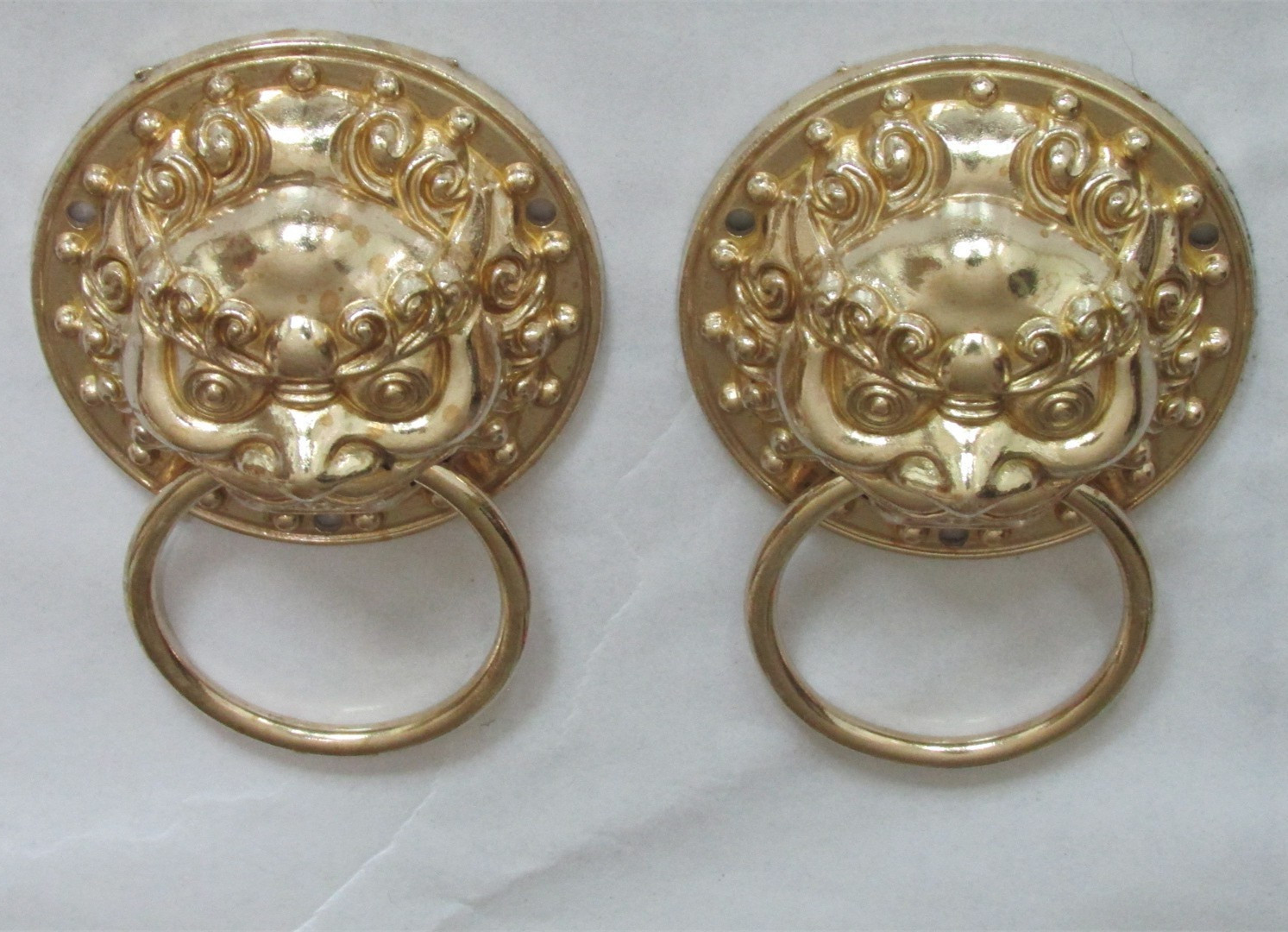 厂家全铜10cm狮子头门环拉手大门仿古纯黄铜把手对开门古铜色拉手