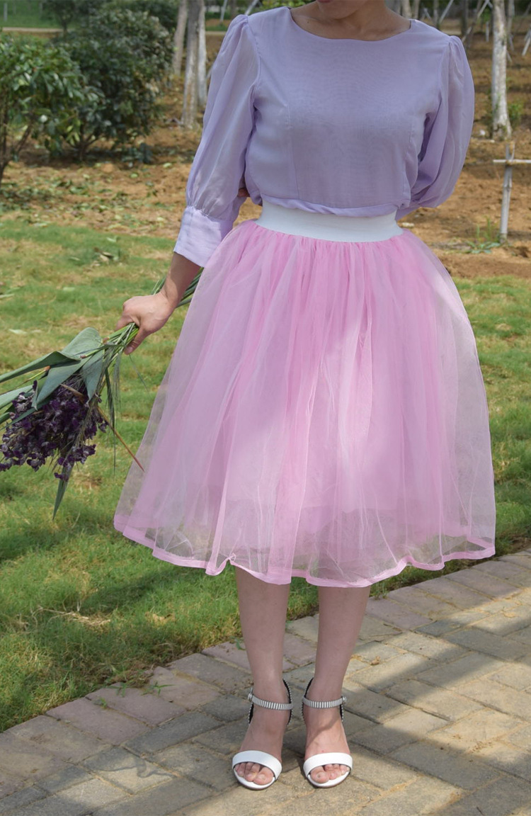 批发新款欧美外贸tutu裙 五层网纱一层里布中长蓬蓬裙演出半身裙