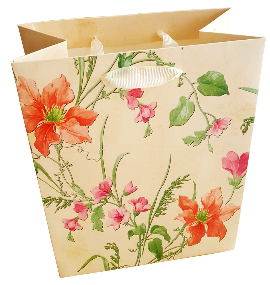 爆款热卖碎花白卡纸手提袋 精美礼品袋包装纸袋服装袋 工艺袋