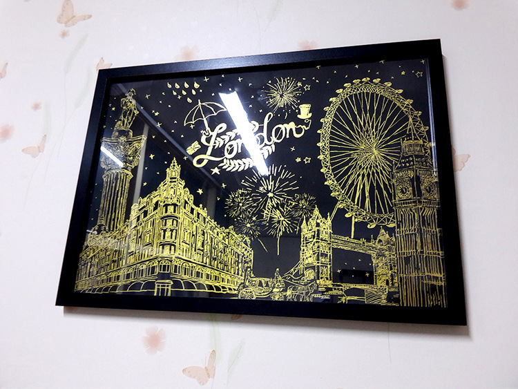 新款夜景刮刮画板手刮金色巴黎夜景城市刮刮乐厂家供应一件代发