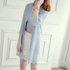 Solid Sunscreen Ladies Seventh Short sleeved Chiffon shirt Mid length version air conditioner Cardigan Large coat Solid Sunscreen Ladies Seventh Short sleeved Chiffon shirt Mid length version air conditioner Cardigan Large coat
