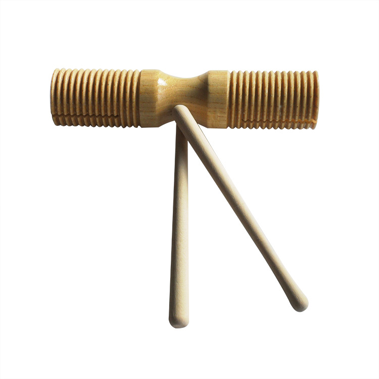 儿童打击乐器.亲子教具.加沟双响筒.螺纹双响桶梆子