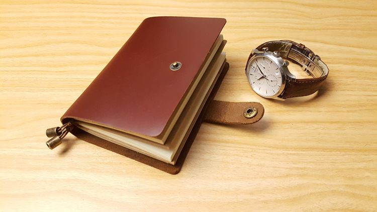 原创手工真皮本子 红棕/酒红色油皮记事本