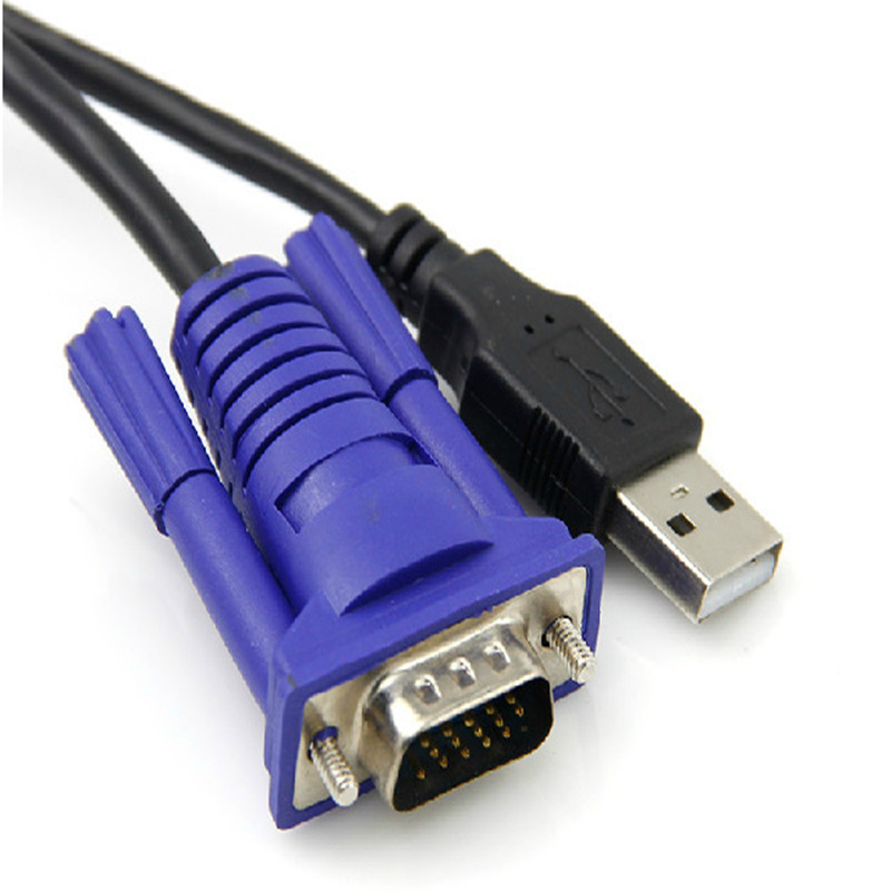 厂家供应批发切换器专用配线kvm线usb打印vga双并线15米