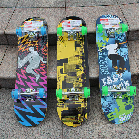 四轮滑板 双翘成人滑板 公路板 悦驰107枫木pu大轮滑板送滑板包【大图