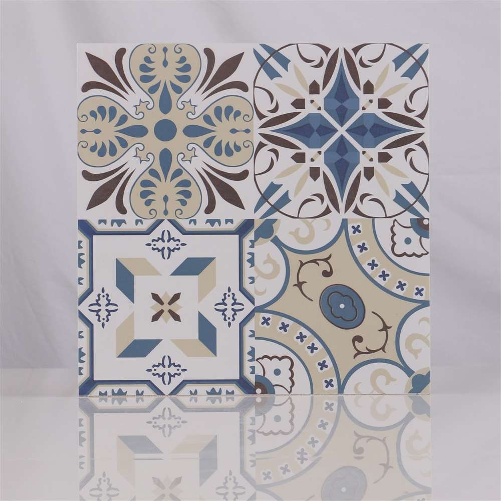 创意地板砖黑白 卫生间彩色瓷砖 拼花仿古花片300*300