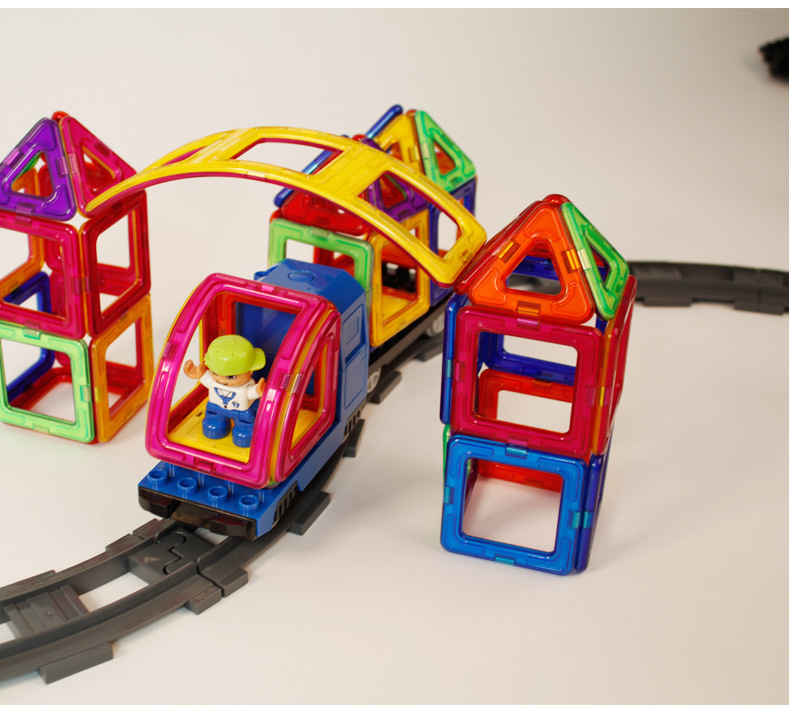 魔磁玩家磁力片轨道车,磁力片 积木二合一玩具.