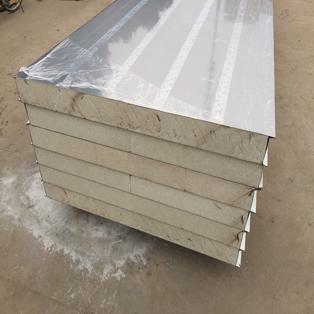 【夹芯板】100mm厚聚氨酯彩钢夹芯板 定制聚氨酯防水彩钢夹芯板