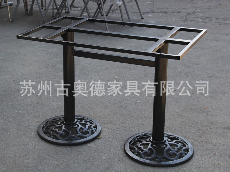 单双脚餐台支架餐台脚铸铁餐桌支架大理石桌腿黑古铜白色