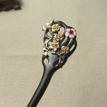 黑檀木步摇发簪古风木簪子复古新娘盘发汉服配饰古风饰品