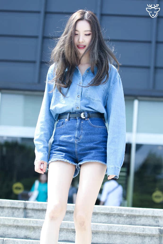 2016夏季wodergirls李宣美同款修身牛仔长袖上衣牛仔短裤