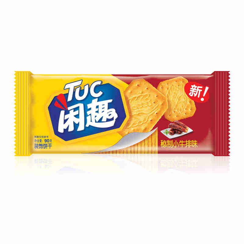 闲趣甜趣饼干90g克原味 小牛排味整箱40包 休闲零食批发11-1月产