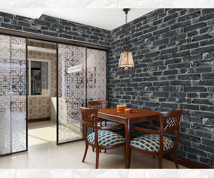 3d立体仿古砖纹砖块墙纸复古中式红砖青砖茶楼餐厅饭店装修壁纸