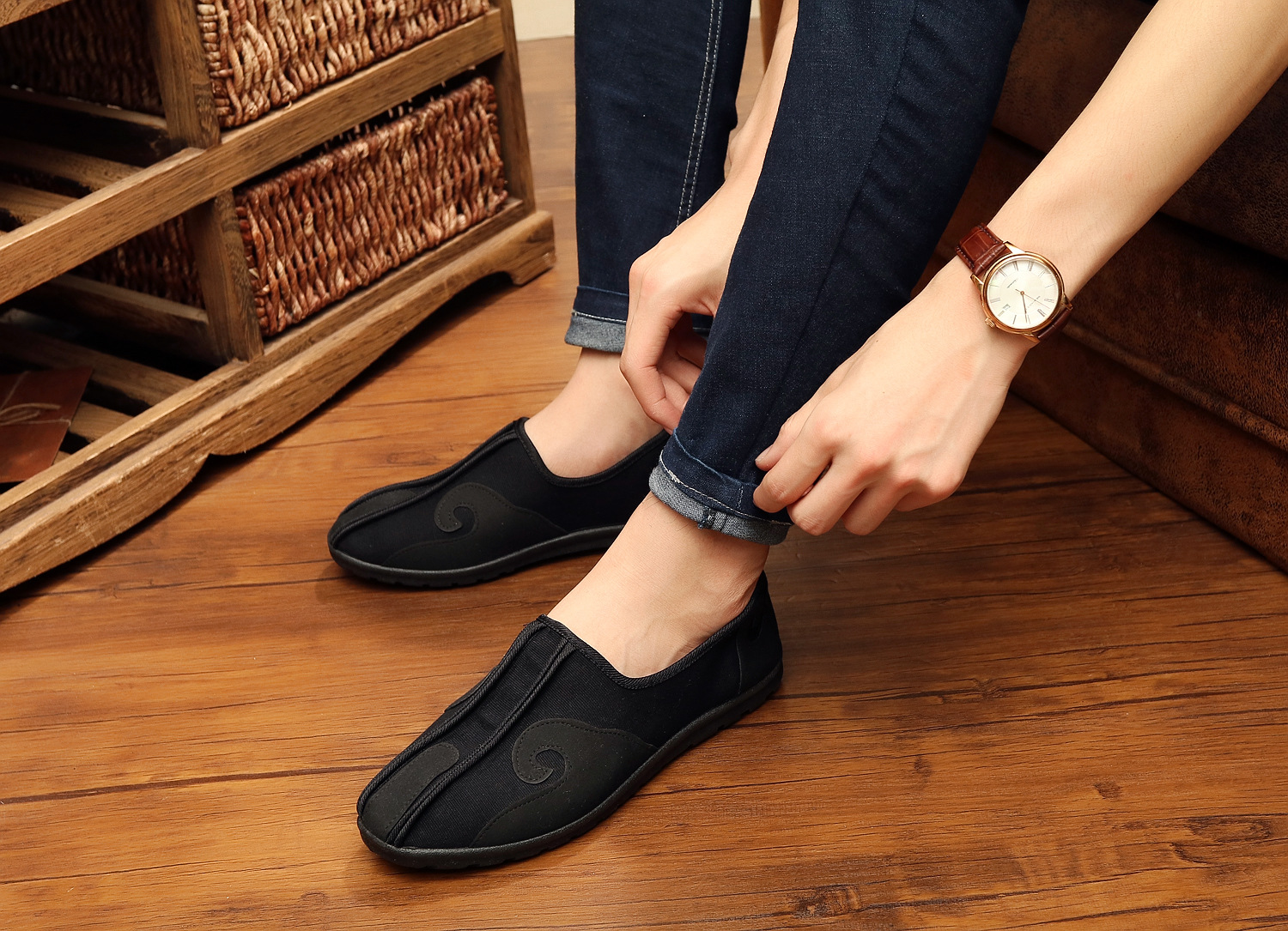 【祥云男鞋】 牛鼻子透气低帮中国风 男鞋 布鞋软底父亲鞋