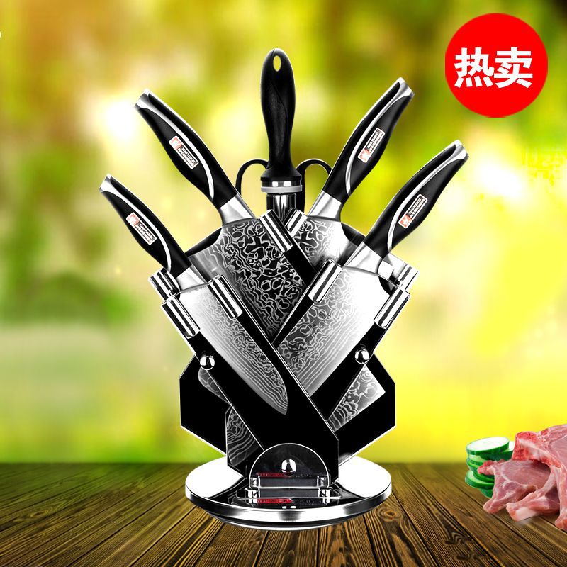 小天子刀具套装 大马士七件套刀 家用锻打花纹厨房套刀菜刀套装