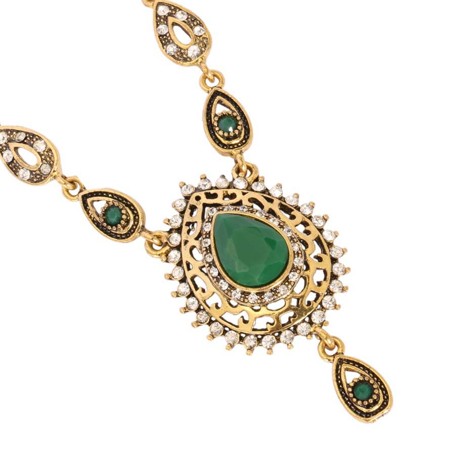 新款热售土耳其珠宝镶嵌水晶女式红宝石项链服饰百搭配饰低价批发