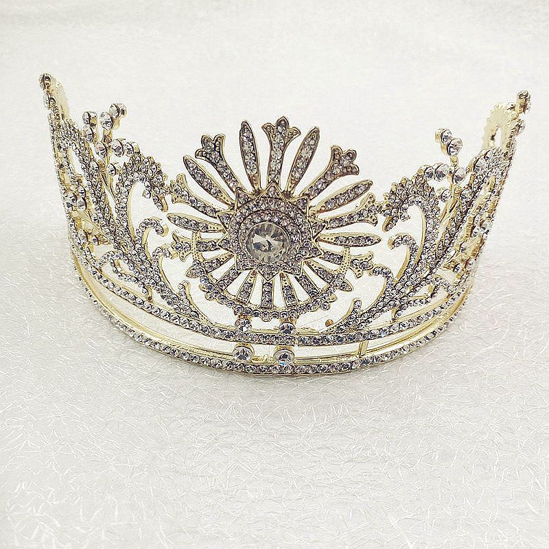 欧式金色太阳合金水钻新娘皇冠头饰结婚用品婚礼饰品婚纱礼服配饰