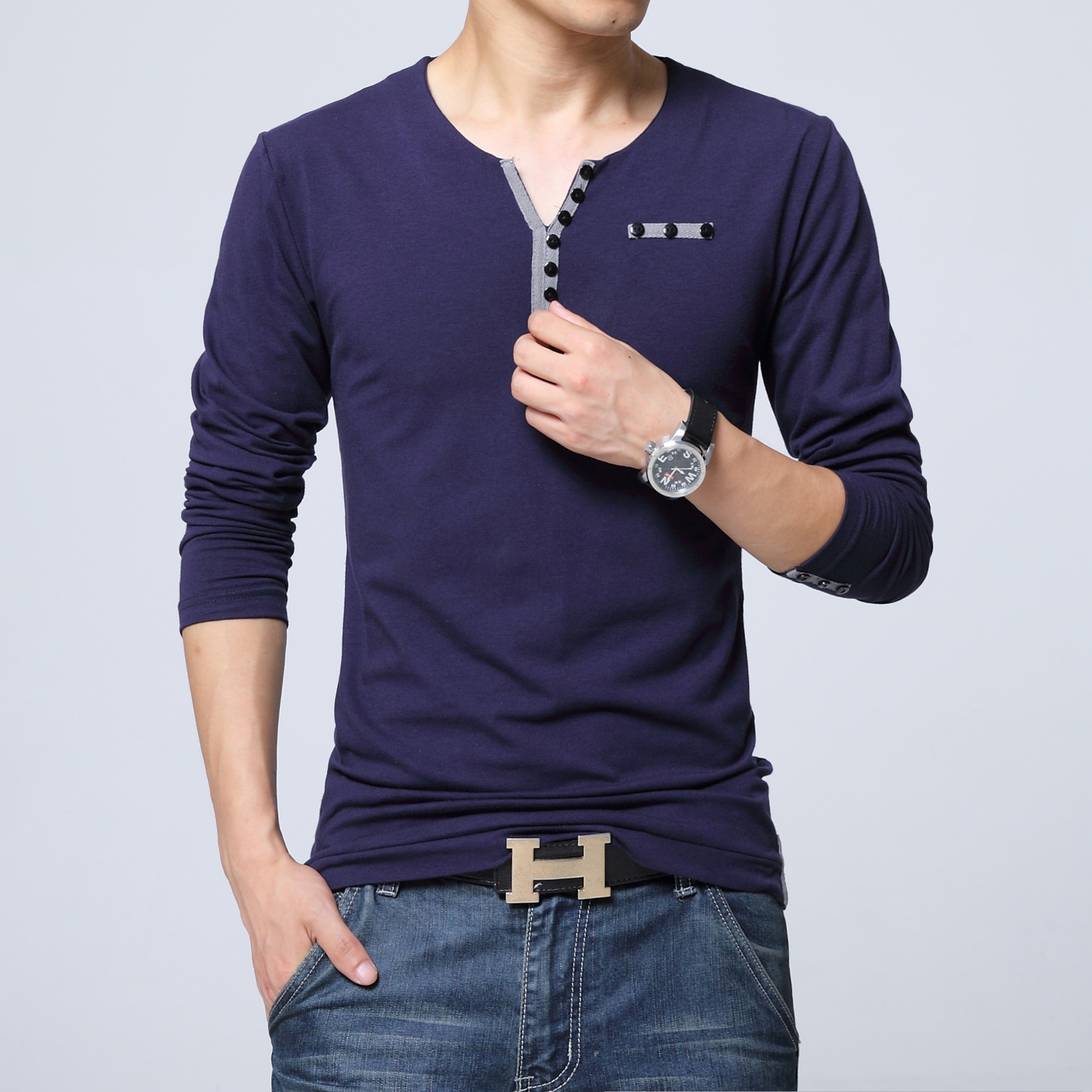 春秋新款男装薄款t恤韩版热卖长袖防晒t恤衫潮流男士打底衫