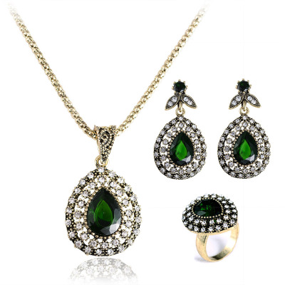 速卖通爆款 水晶首饰套装 外贸 欧美女性婚礼饰品套装 厂家直销