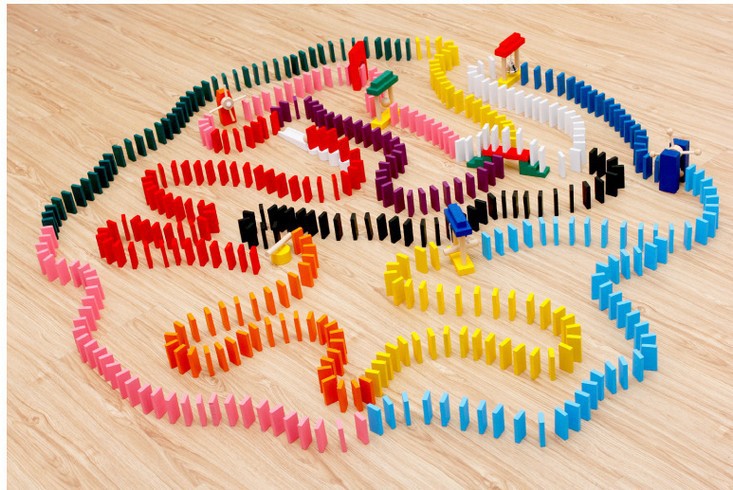 标准多米诺骨牌 全套机关12组 木制益智玩具 多米诺机关 骨牌