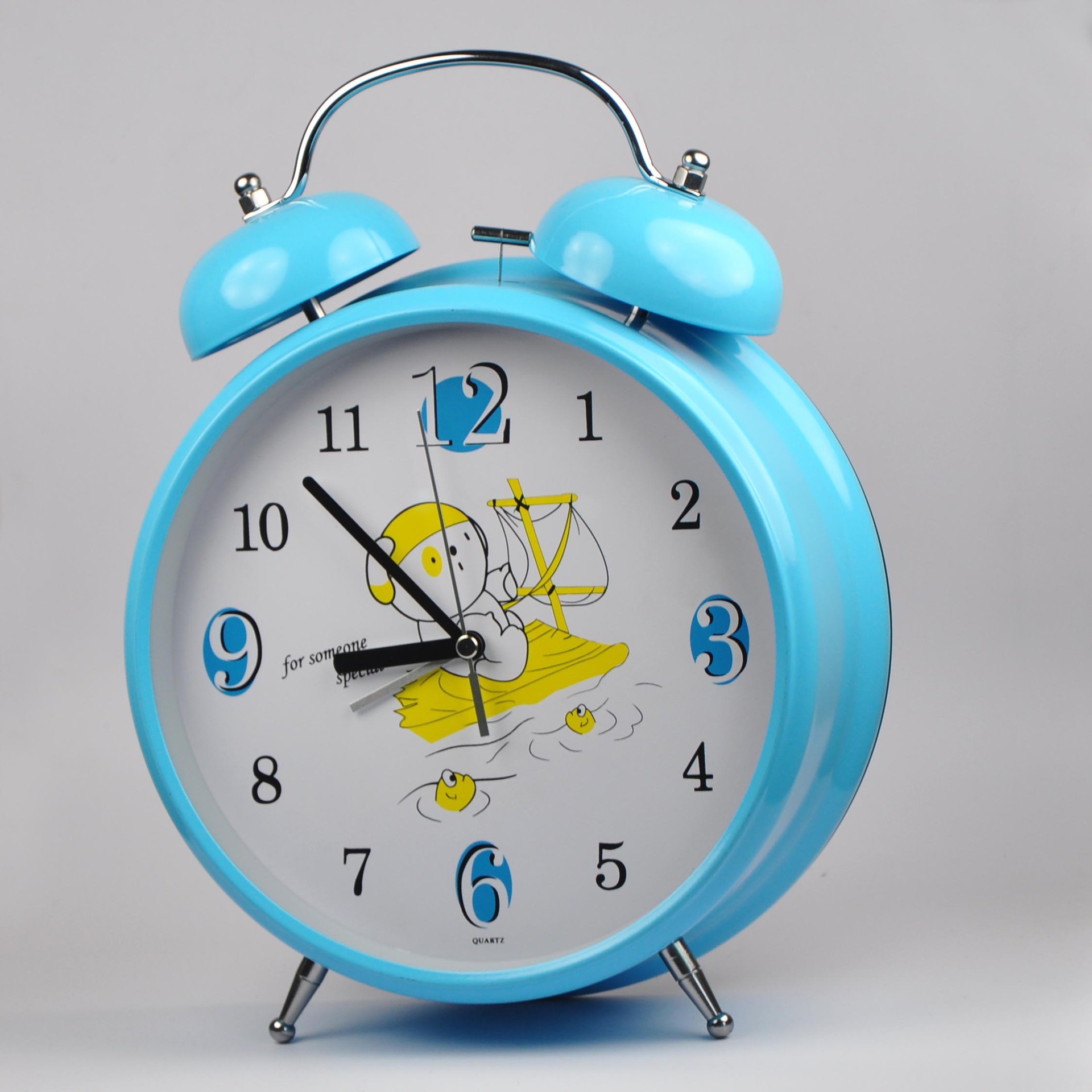 批发8寸创意静音闹钟 夜光电子圆形闹钟立体打铃闹钟 定时闹.