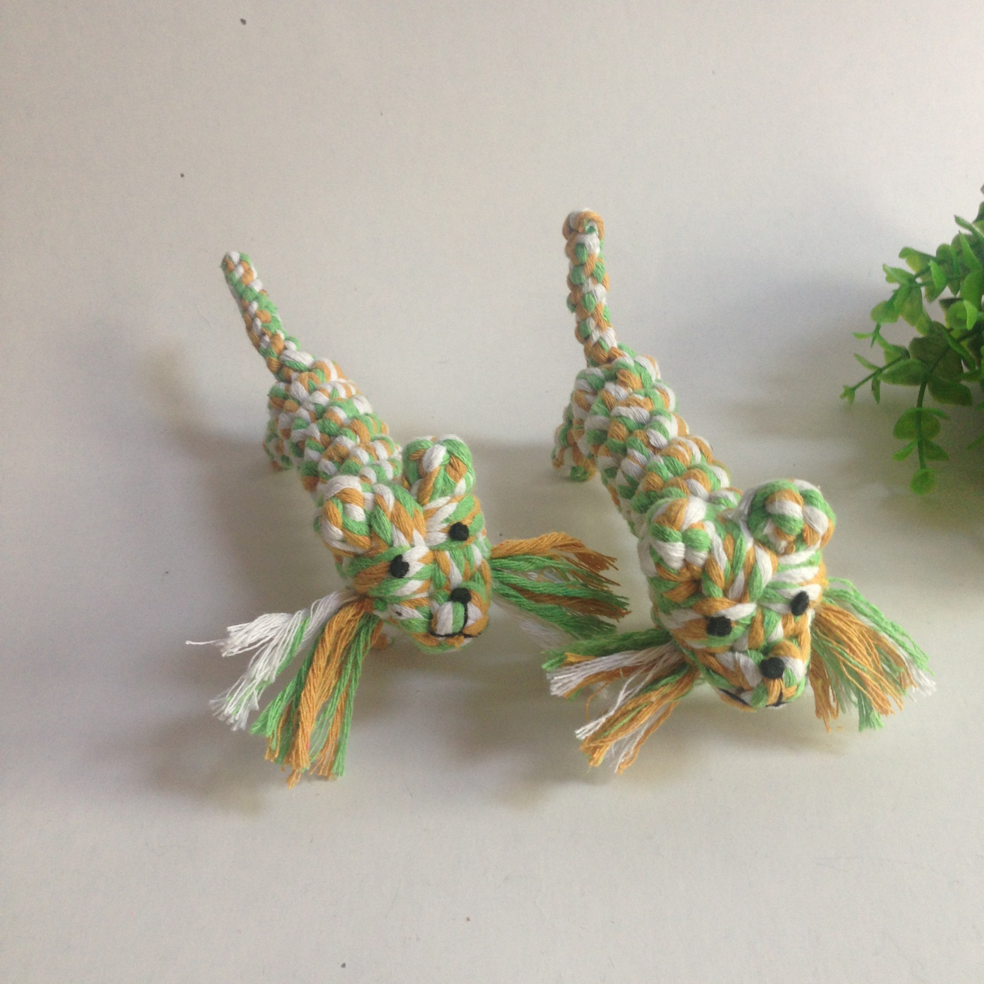 创意编织棉绳玩具 宠物玩具 手工编织动物老虎 宠物用品批发