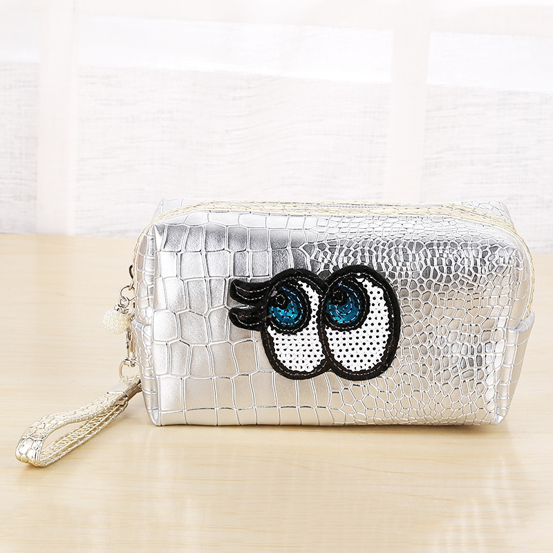 2023 Korean Style New Cosmetic Bag Crocodile Pattern Cartoon Cosmetics Portable Clutch Storage Bag Factory Wholesale