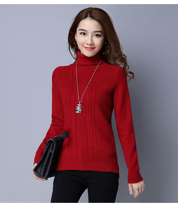 秋冬韩版高领打底毛衣 女式纯色长袖修身针织衫女士上衣高领毛衣