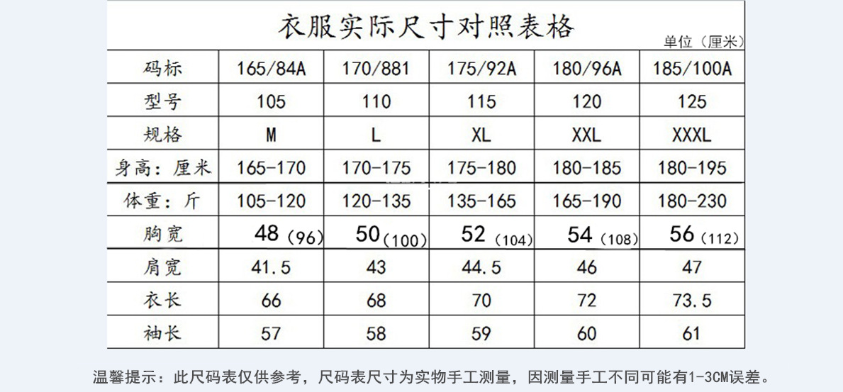 男装通用尺码表_副本_副本_副本