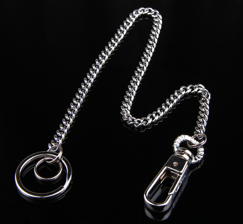 博友正品 防盗钥匙链长连体式安全钥匙扣不锈钢钥匙圈链条钥匙扣