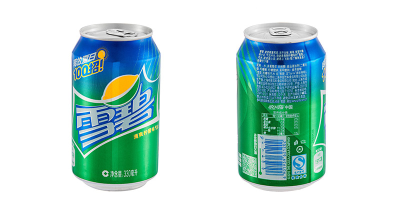 雪碧碳酸饮料330ml*24听 清爽柠檬味汽水碳酸饮料 整箱批发 - 食品饮