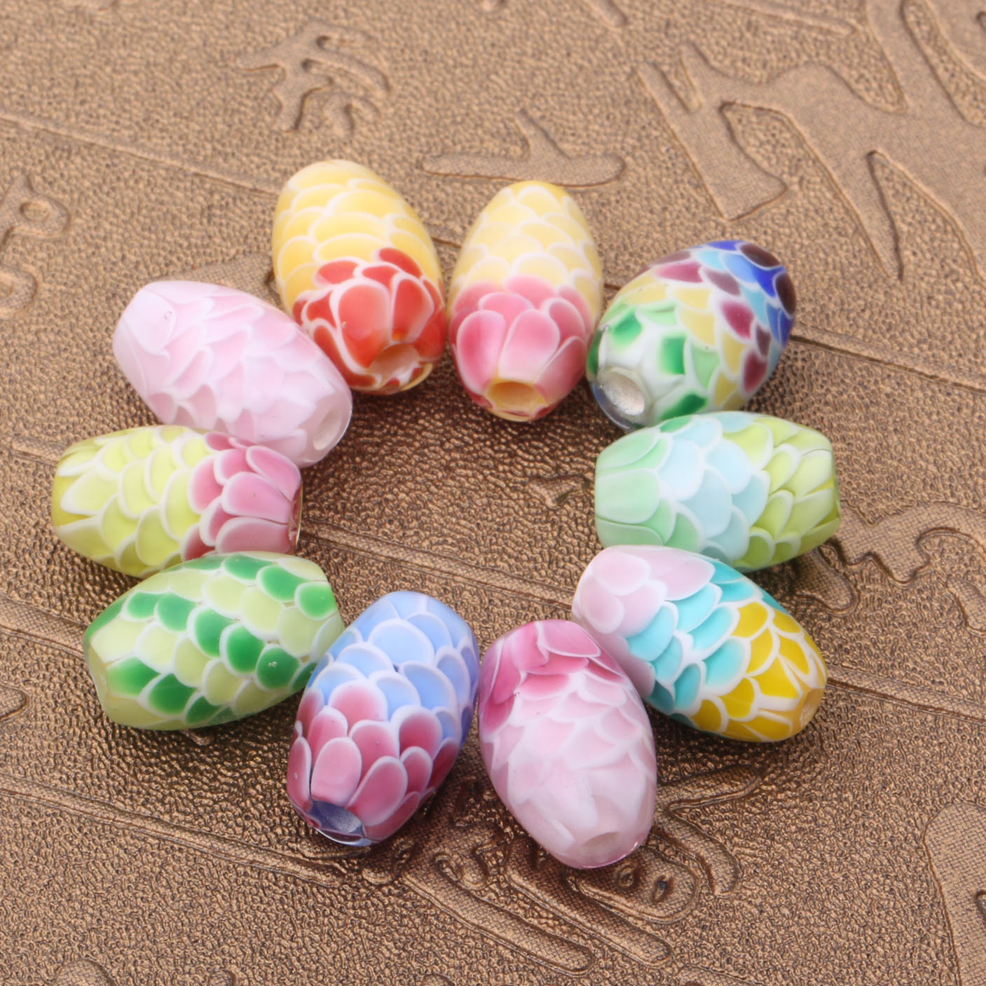 rs541山水名物日式琉璃珠 转花鱼鳞珠