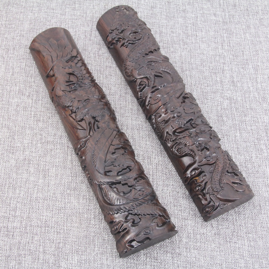 红木雕刻镇尺 黑檀仿古镇尺龙凤呈祥zc11镇纸 精美礼品