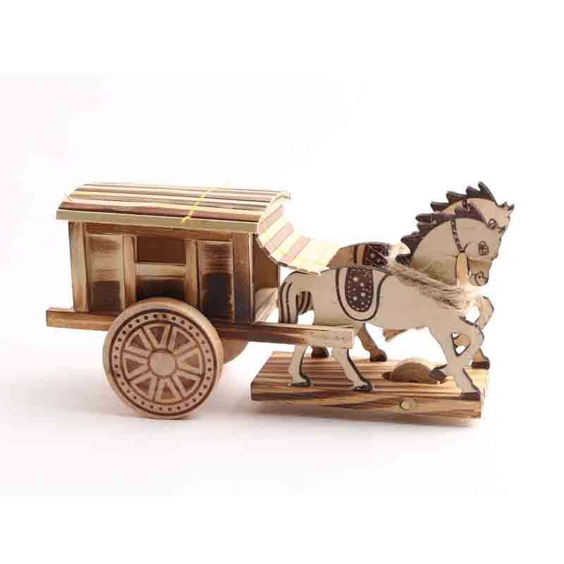 厂家直销 木质工艺品摆件 景区热销工艺品 木质双马拉车玩具
