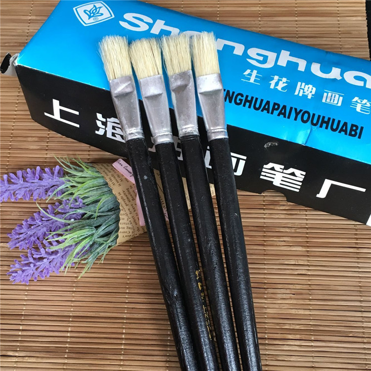 上海油画笔生花牌油画笔 黑杆排笔 猪毛排笔1号-12号# 12号排笔