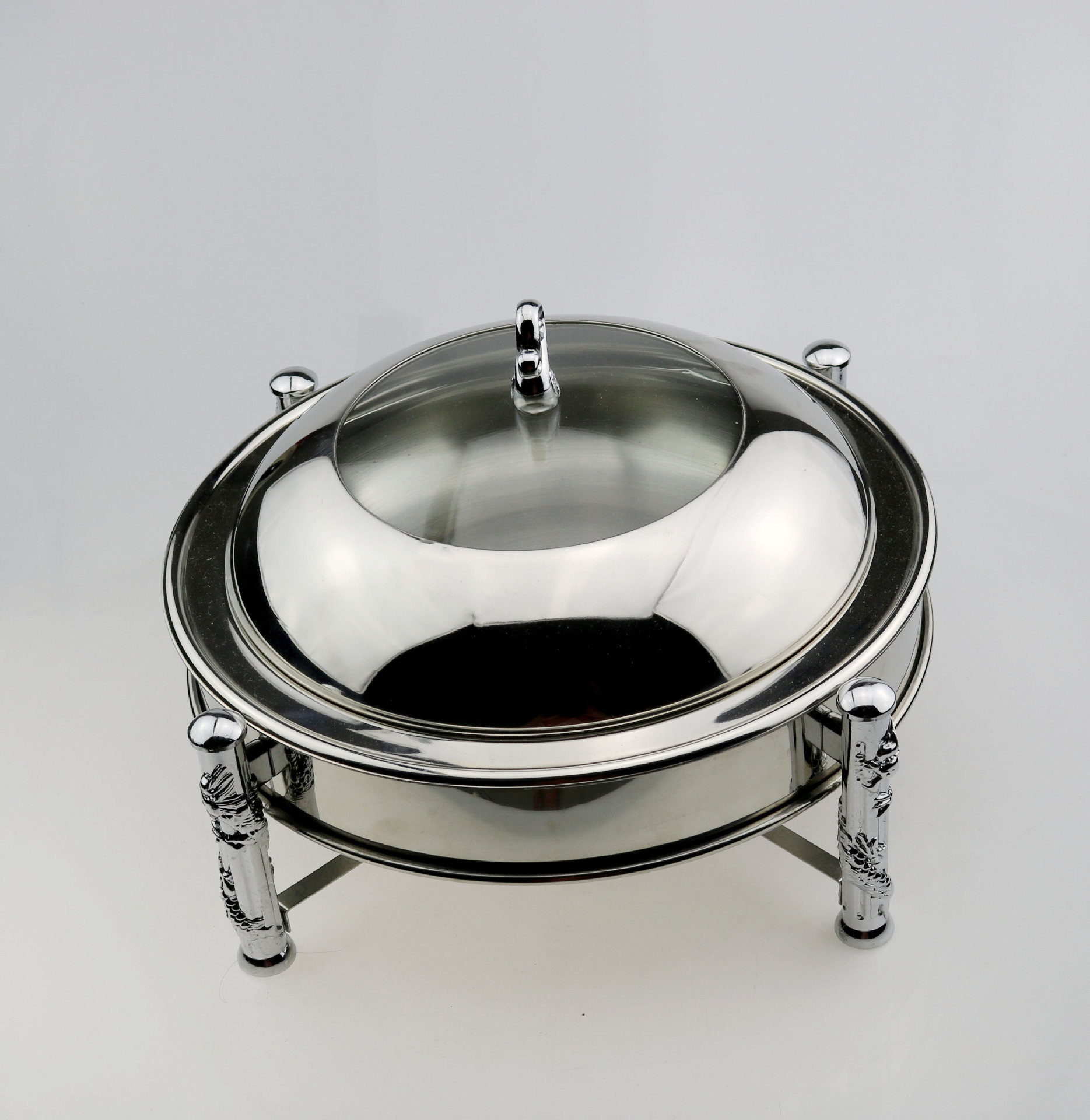 不锈钢精品酒精炉 龙凤锅 酒店可视盖餐炉