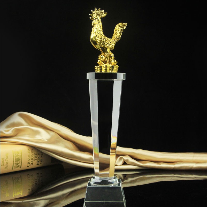 金属金鸡独立 鸡年奖杯奖牌定制 高档创意