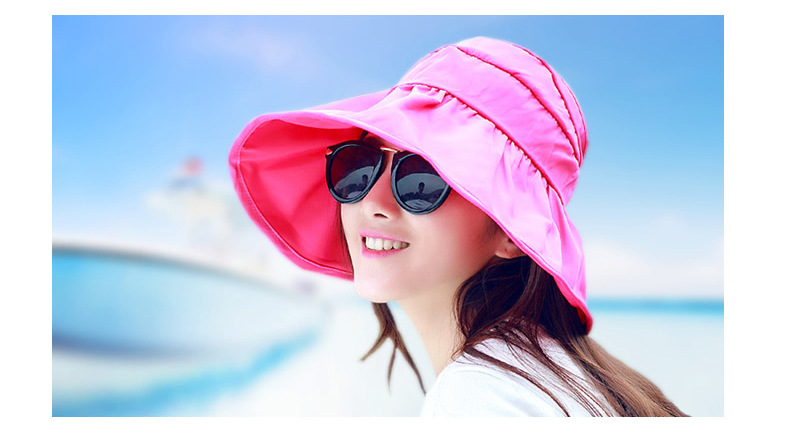 帽子女夏遮阳帽夏天女士潮防紫外线大沿沙滩太阳帽防晒可折叠凉帽