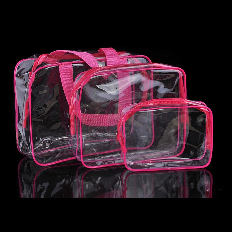 Waterproof Pvc Cosmetic Bag Multifunction Storage Bag Storage Bag Transparent Environmentally Friendly Pvc Three-Piece Women's Wash Bag