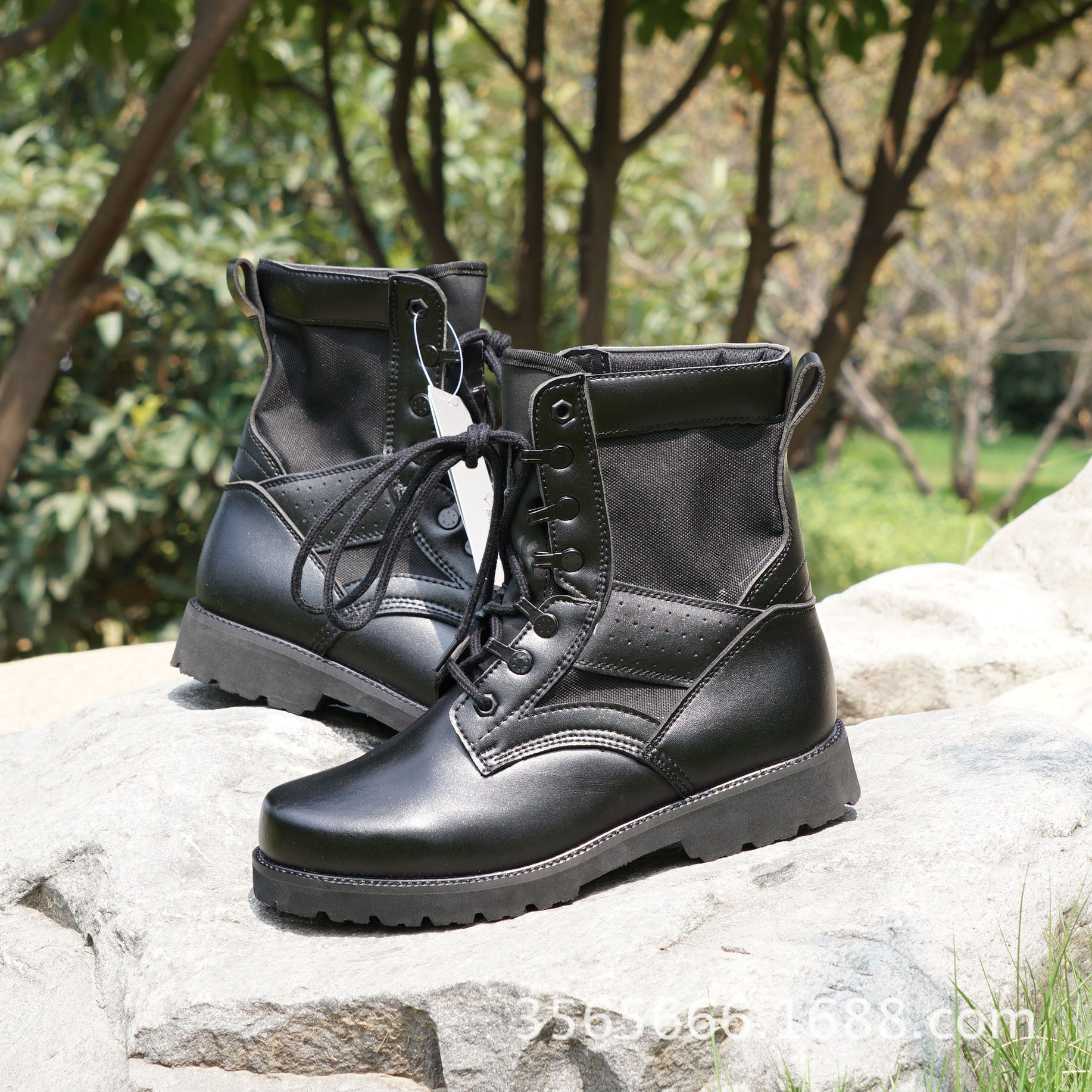 夏季新款超轻07作战靴透气军靴户外特种兵配发高帮牛皮网孔登.
