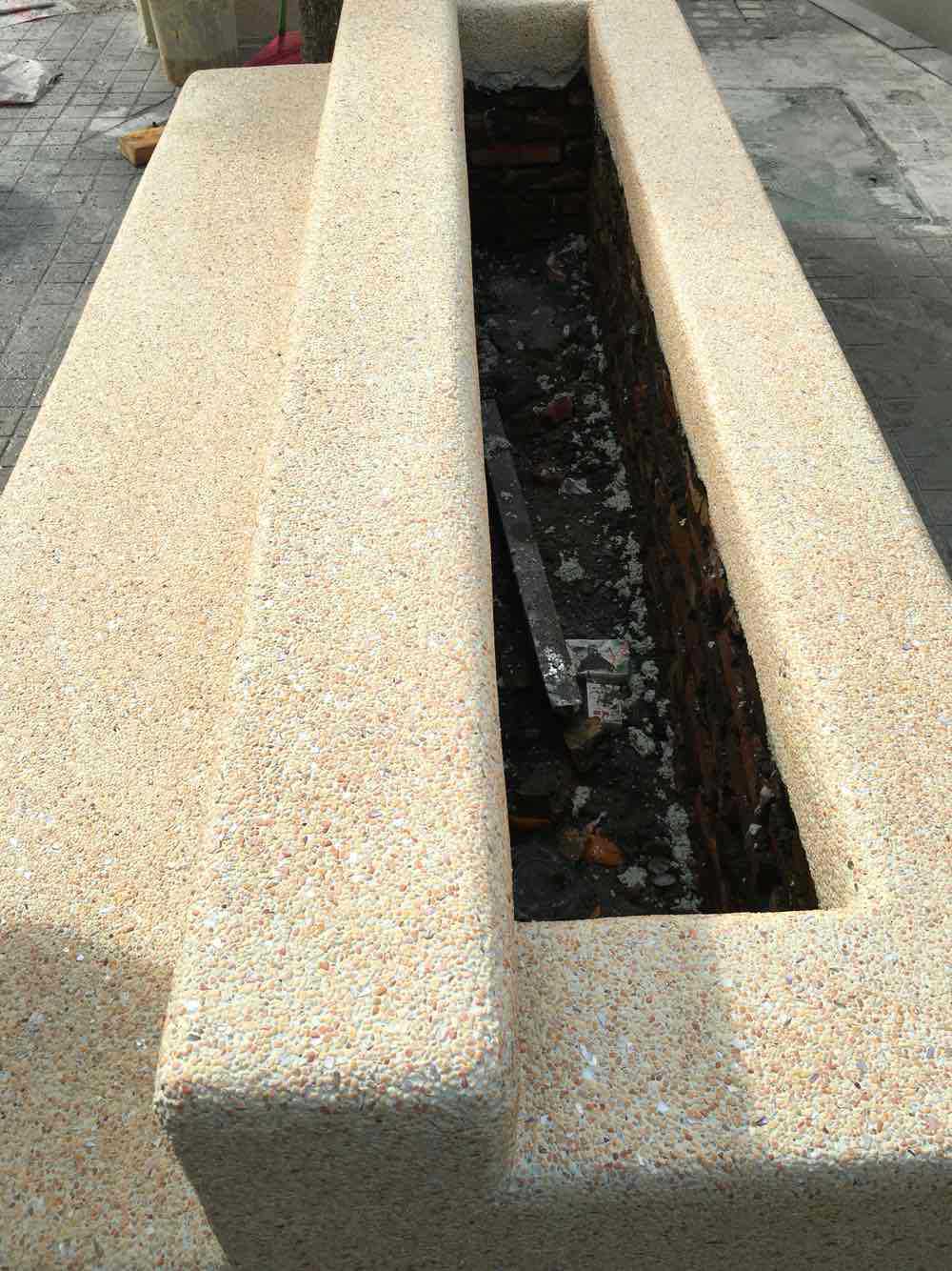 景观花坛坐凳水洗石施工花坛水洗石树池水洗石米黄水洗石