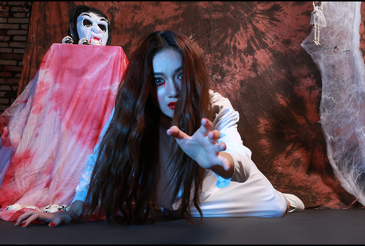 cosplay贞子女鬼服装鬼屋鬼节装扮服饰红色白色万圣节演出服装采购