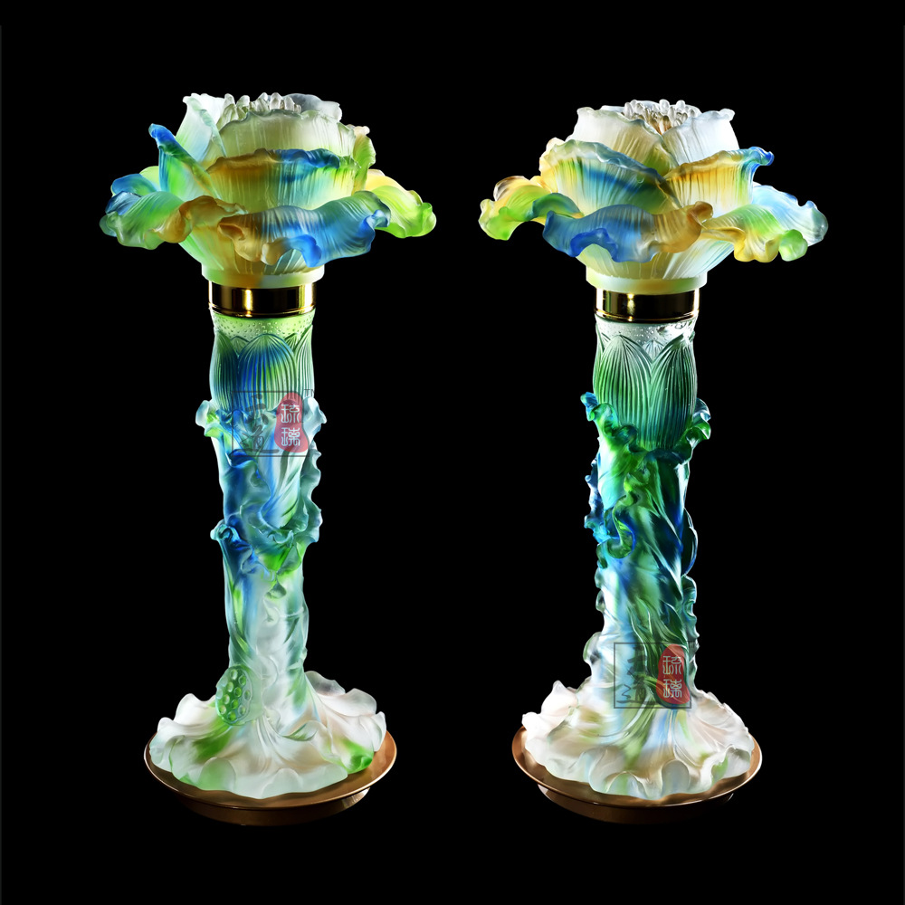 厂家直销 特价新品 佛教用品 琉璃佛具 吉祥全琉璃供灯 琉璃佛灯