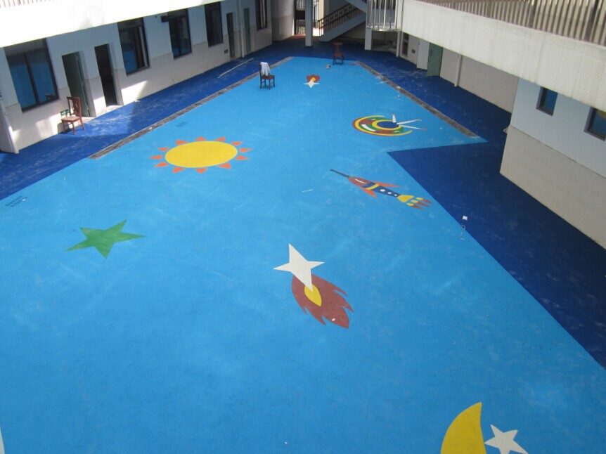 幼儿园现浇彩色无缝地垫|东莞epdm橡胶地面|深标产品