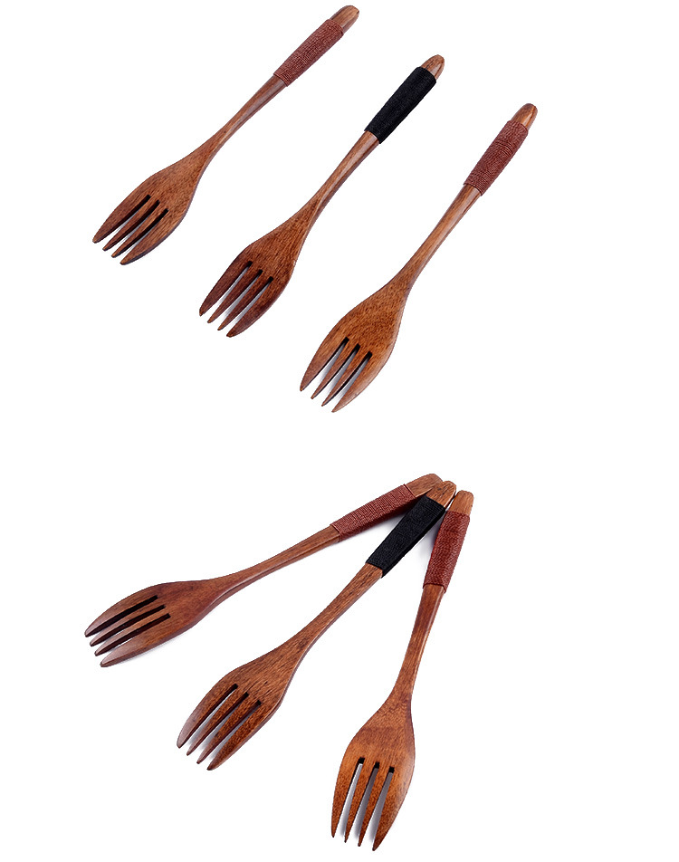 日式zakka创意绑线叉子天然和风日式原木餐具 绑线叉木制.