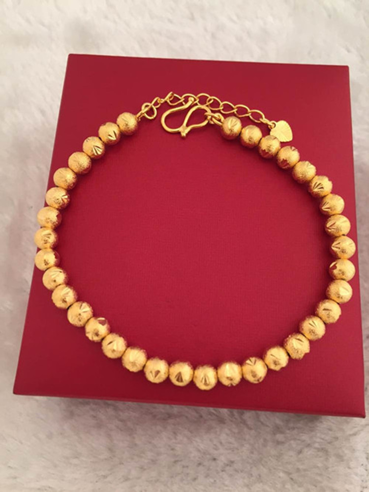 纯黄铜镀金首饰真空镀24k金手链久不褪色欧币车花转运