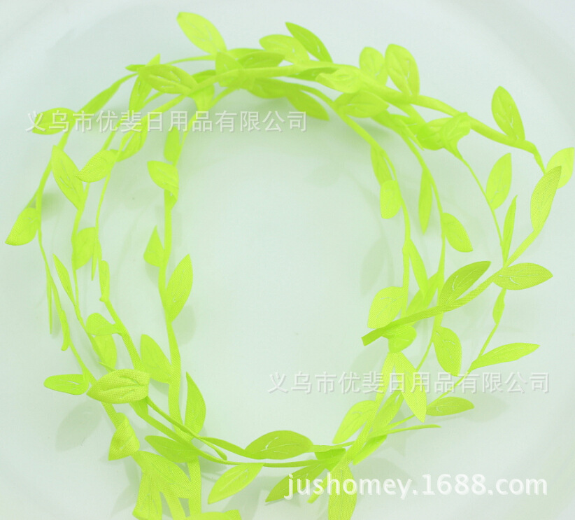 diy编织花环 布质仿真叶子藤条 绢布柳条 森女系花环 春游头环