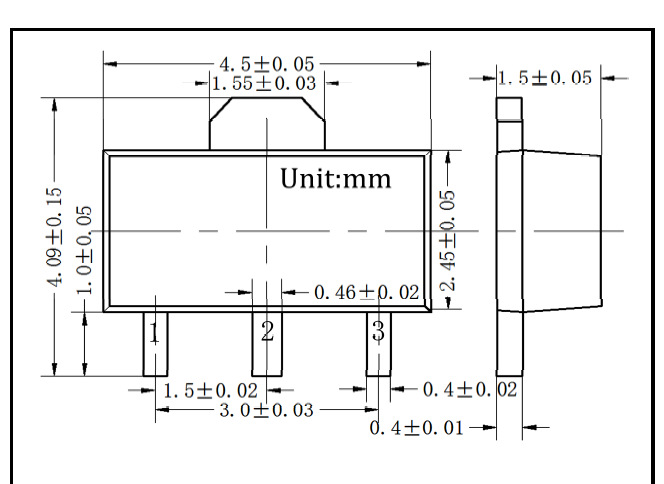 【1】下图为三端稳压管  78l05 外观尺寸图:型号:78l05    封装:  sot